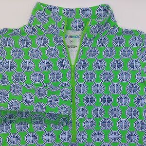 IBKUL Aida Print 1/2 Zip Tunic Top Women's Medium Mesh Sleeves Side Ruching UPF